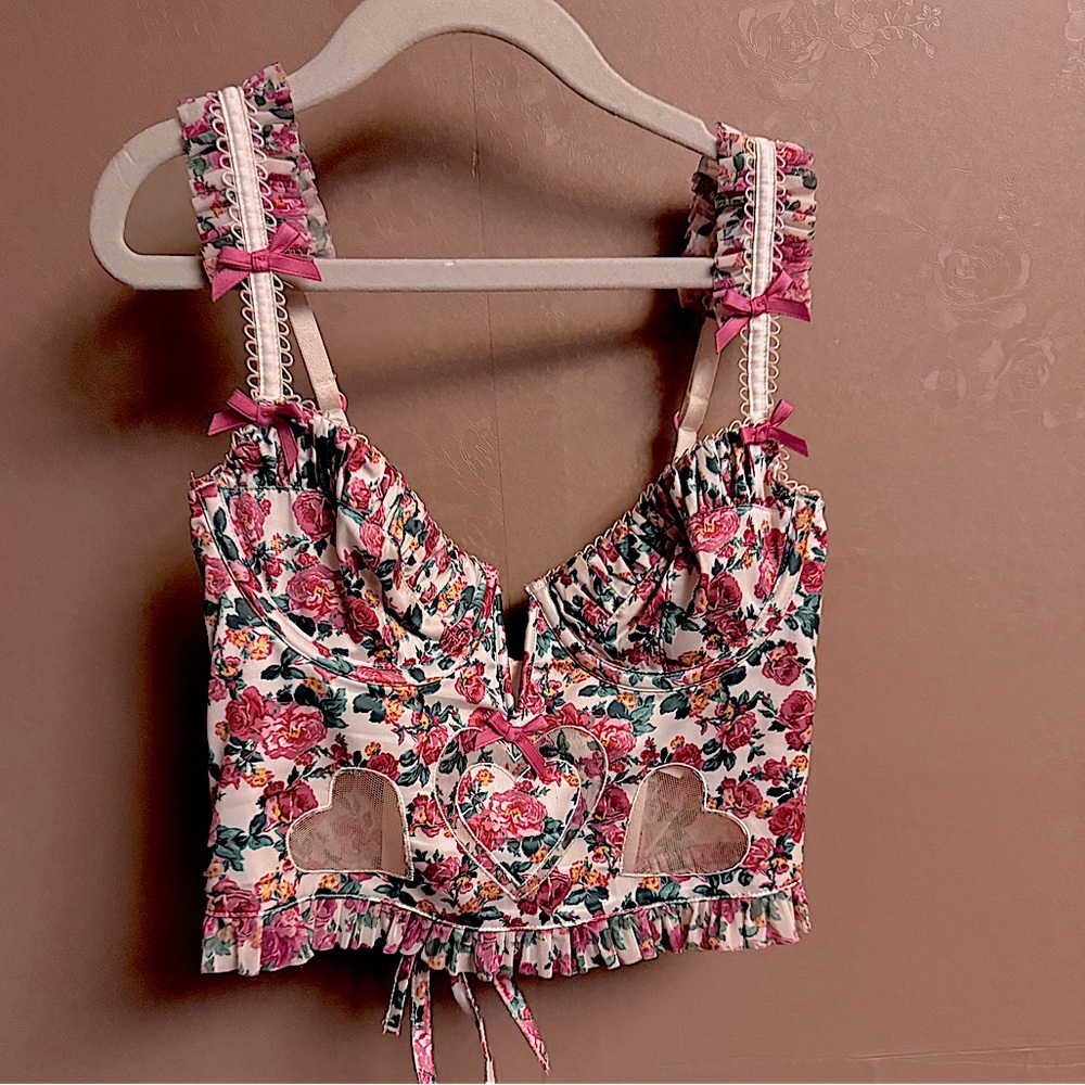 Floral for love and lemons pink corset top